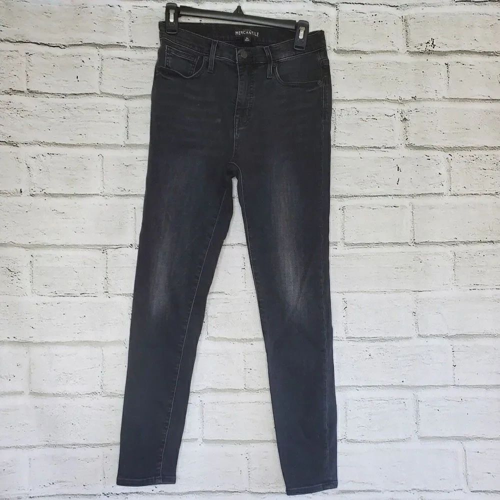 J. Crew Mercantile High Rise Skinny Jeans Size 26 High Rise Black Dark Wash
